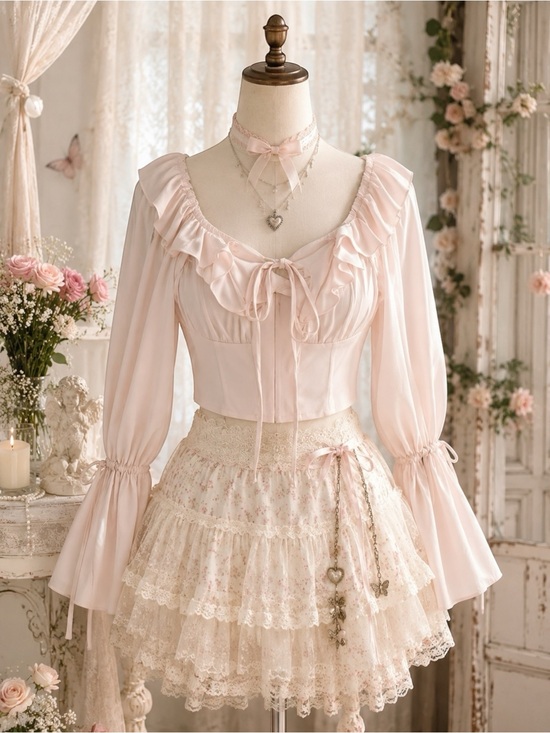 Forever 21 Tops - VTG Coquette Balletcore Y2K Babydoll Milkmaid Top Small Puff Long Sleeve